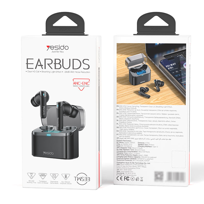Yesido TWS33 ANC + ENC Wireless Earbuds