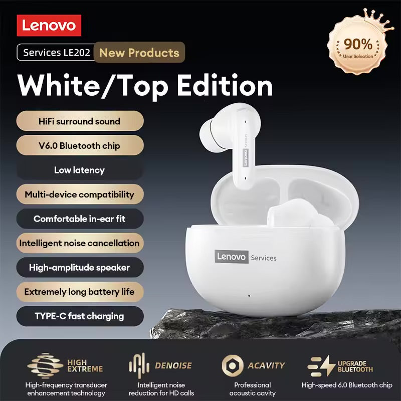 Lenovo Services LE202 True Wireless Bluetooth Earbuds