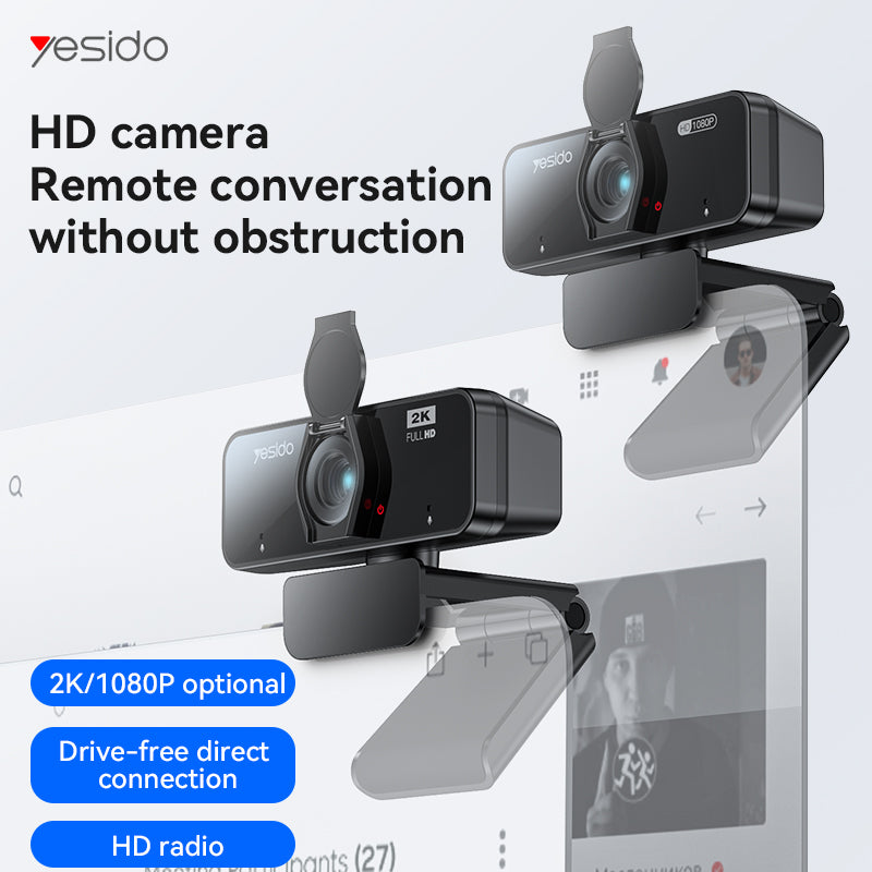 Yesido KM14 2K USB Webcam – Ultra Clear Video - Built-in Mic