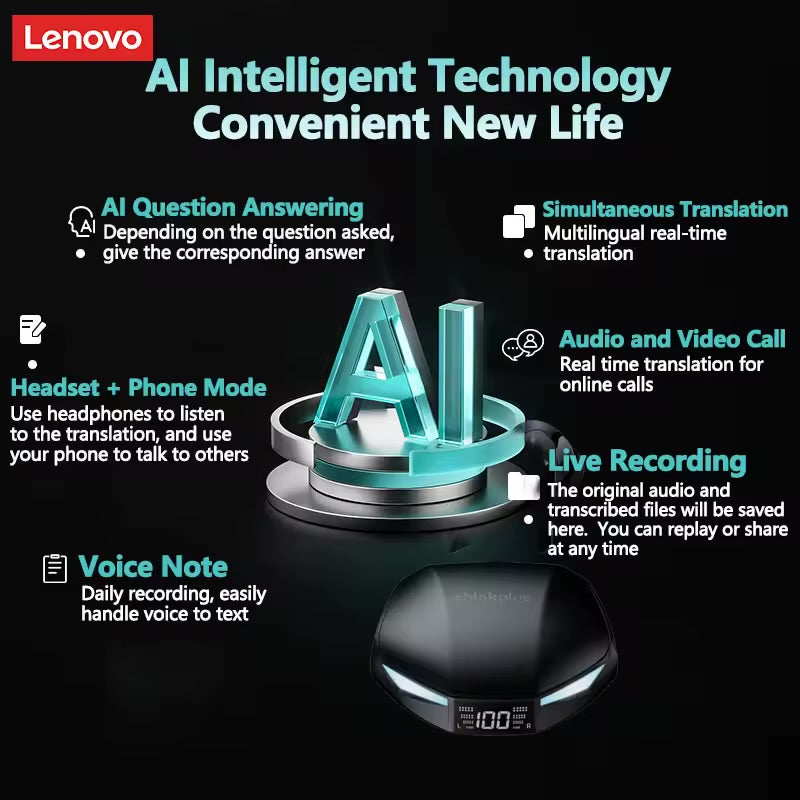 Lenovo ThinkPlus XT53 AI Translation Gaming True Wireless Earbuds
