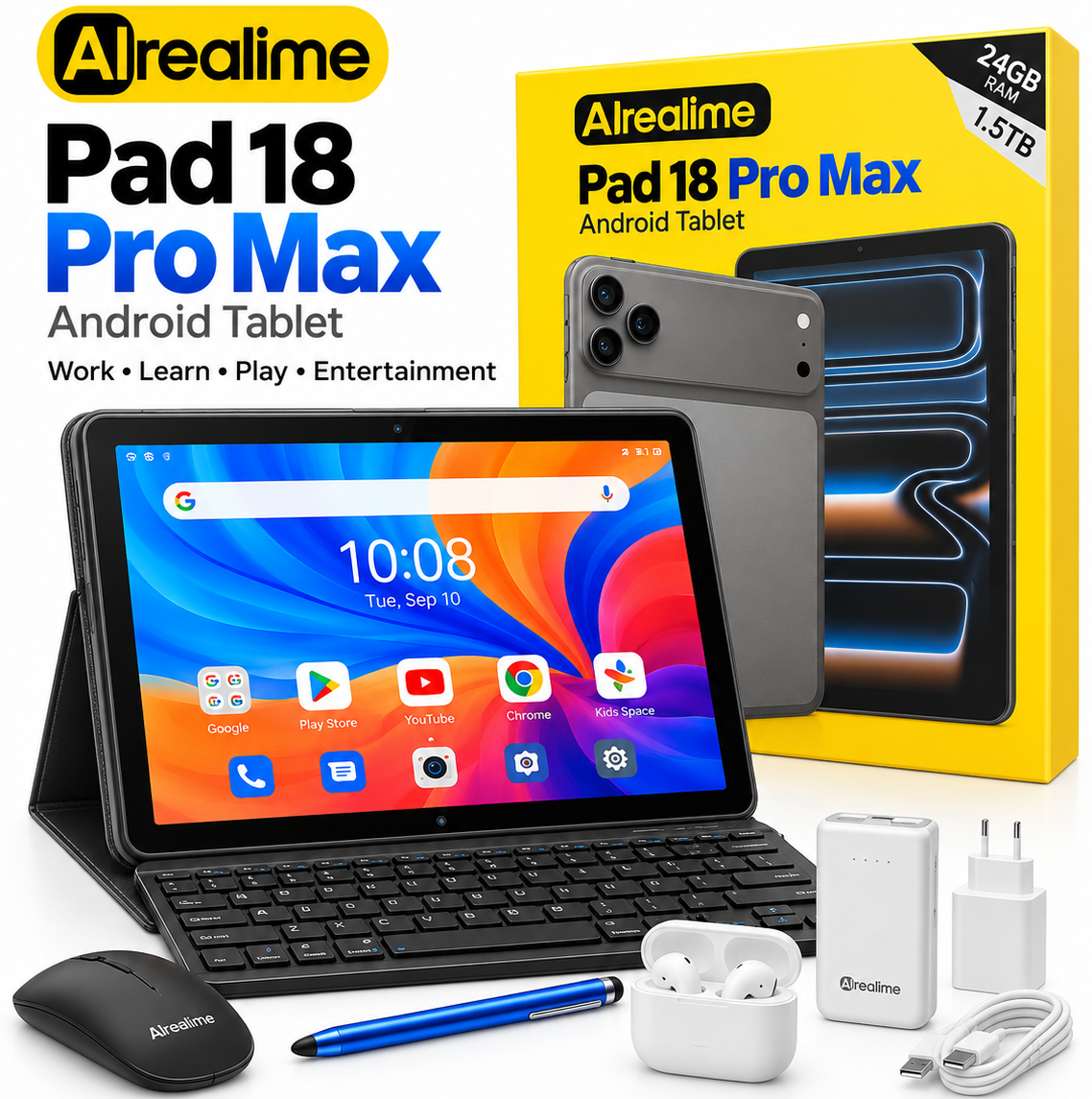 Alrealime Pad 18 Pro Max | 4GB RAM | 64GB ROM | 10.1-inch HD Android Tablet