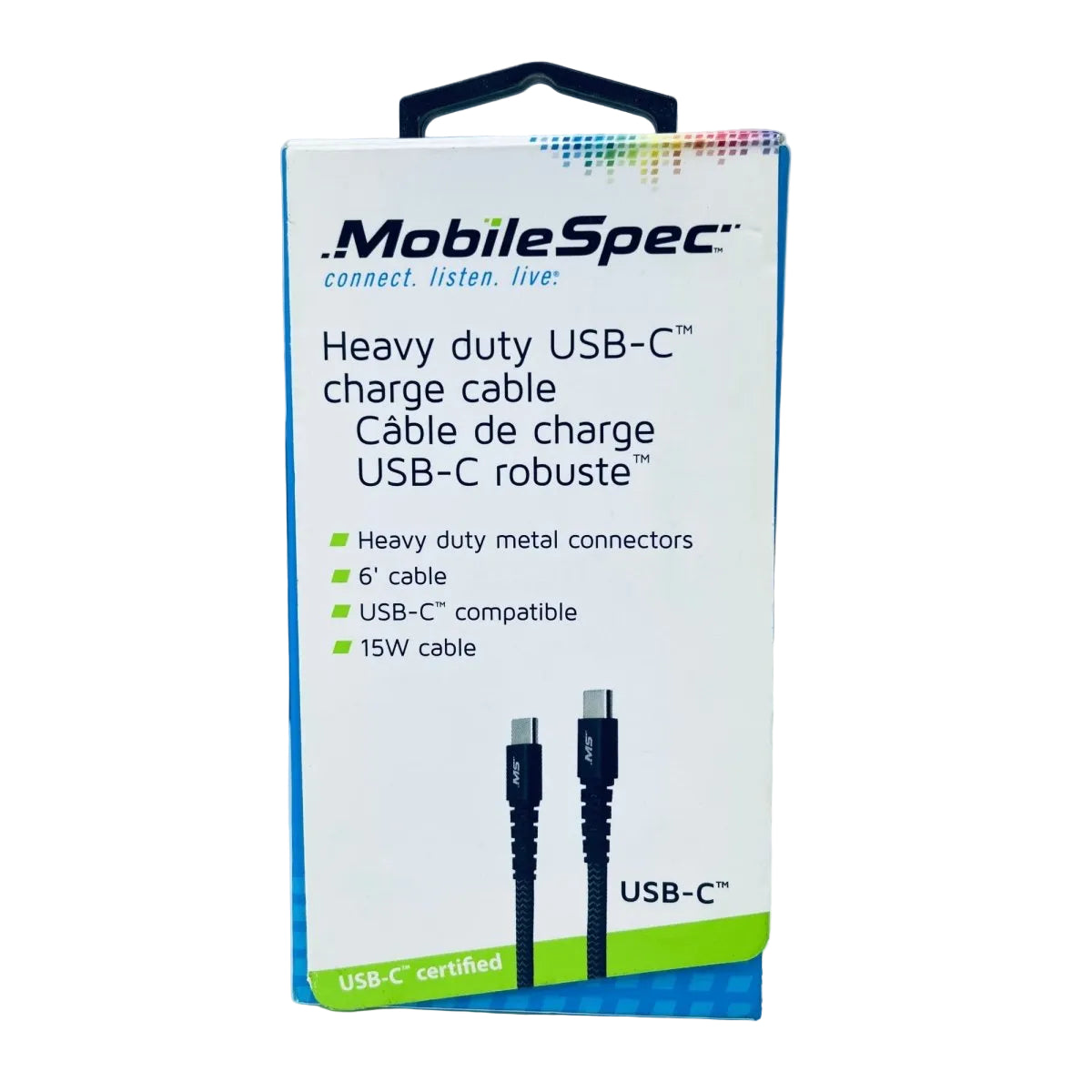 MobileSpec 15W Heavy duty USB - C Charging Cable