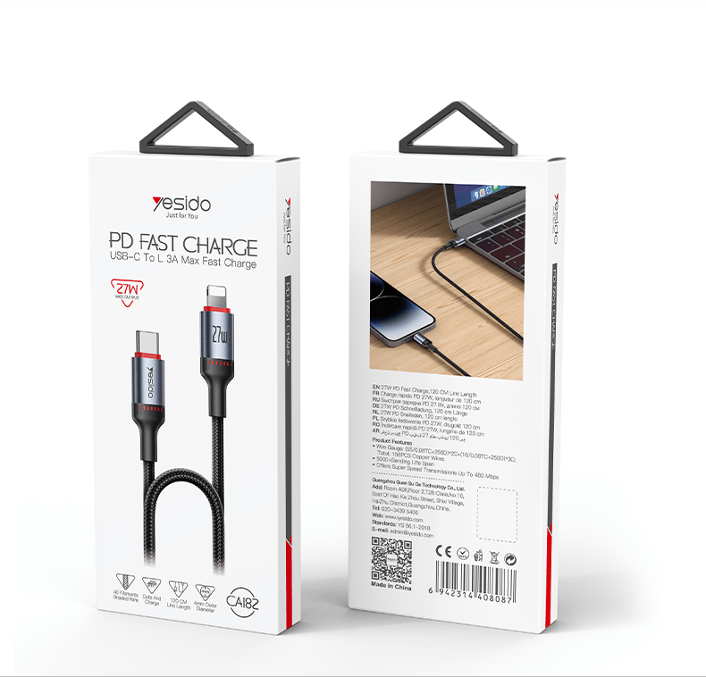 Yesido CA182 PD 27W USB - C To Lightning Cable