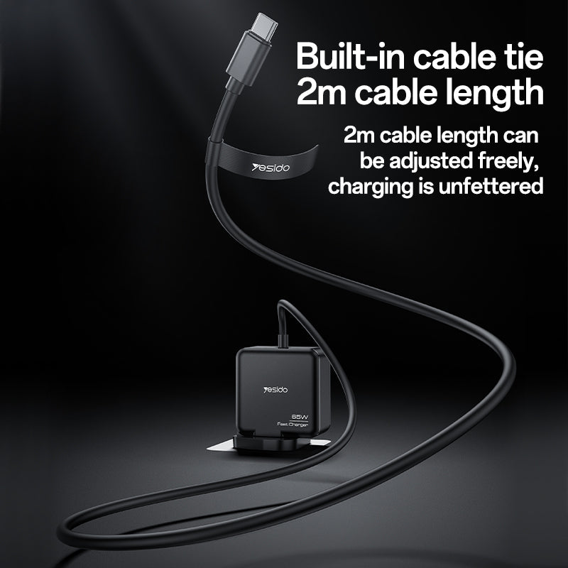 Yesido YC93 65W Fast Charging Laptop Adapter - Type - C PD - 2M Cable - UK Plug