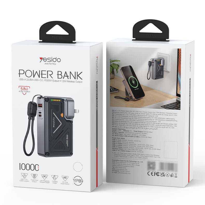 Yesido YP89 10000mAh Fast Charging Magnetic Wireless Power Bank