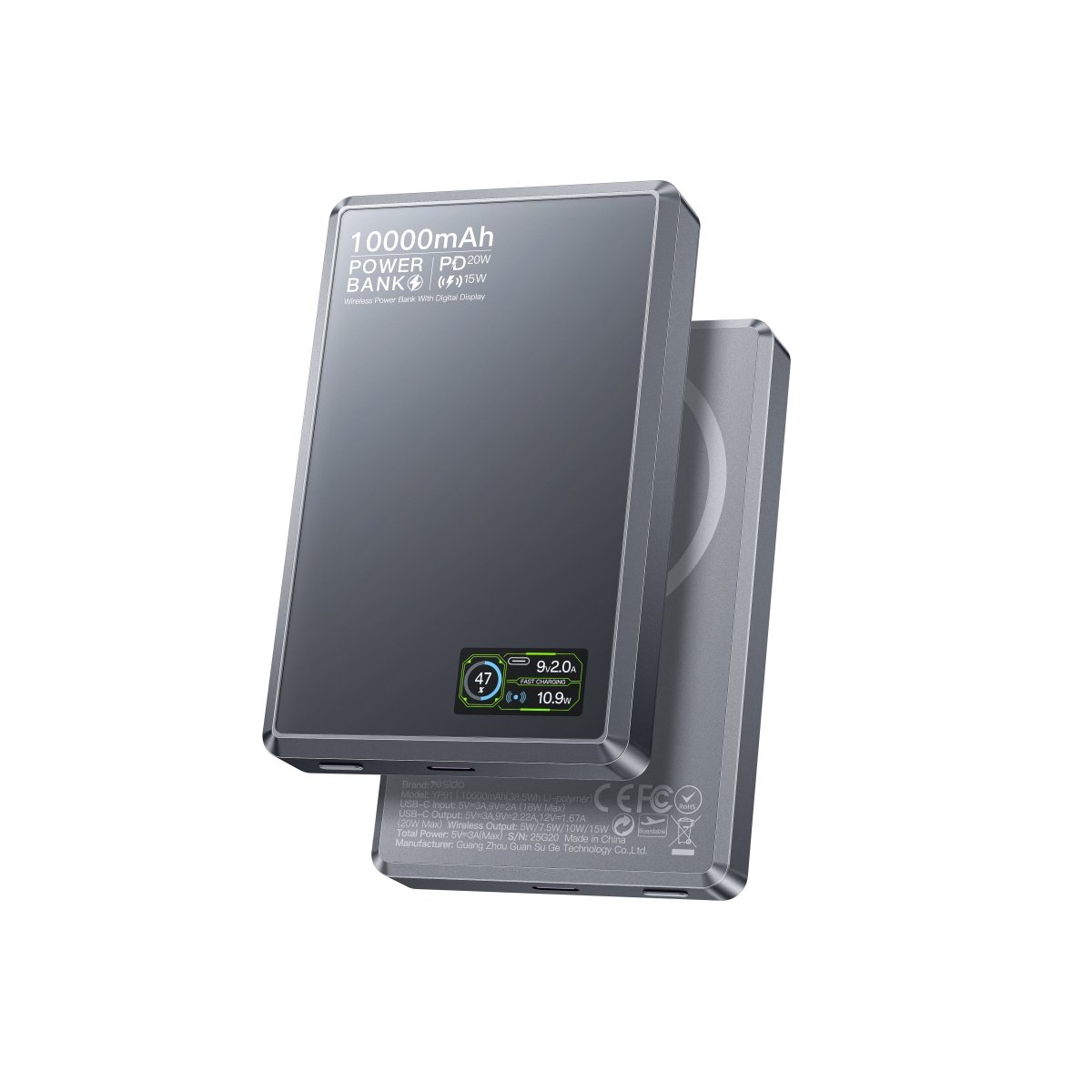 Yesido YP91 10000mAh 20W PD Fast - Charging Magnetic Power Bank