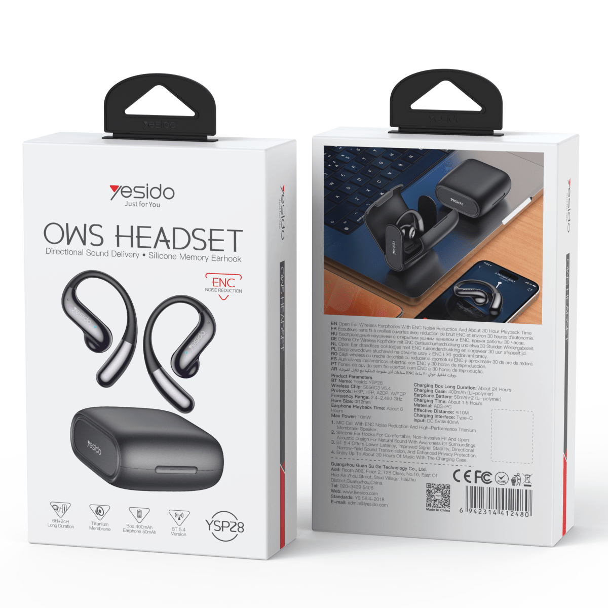 Yesido YSP28 OWS Open - Ear Wireless Headset – ENC Noise Reduction