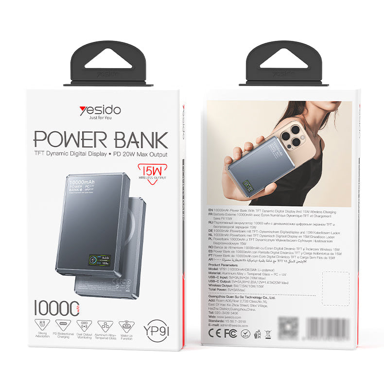 Yesido YP91 10000mAh 20W PD Fast-Charging Magnetic Power Bank