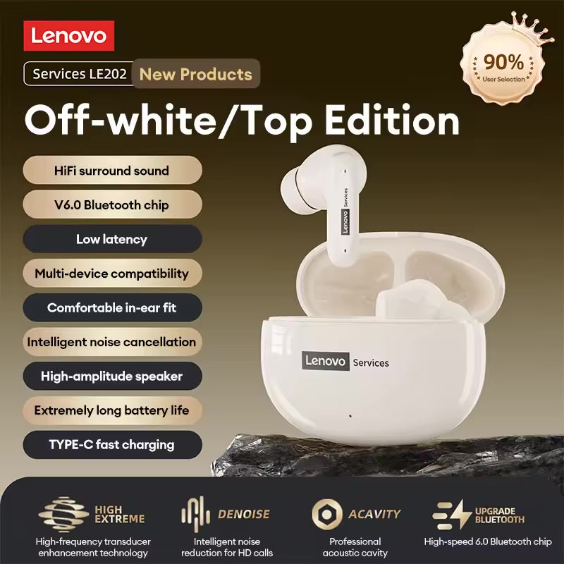 Lenovo Services LE202 True Wireless Bluetooth Earbuds