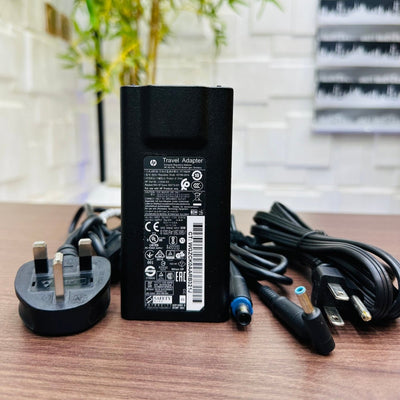 HP 65W 19.5V Blue Mouth Pin / USB Travel Adapter - USA + UK Plug