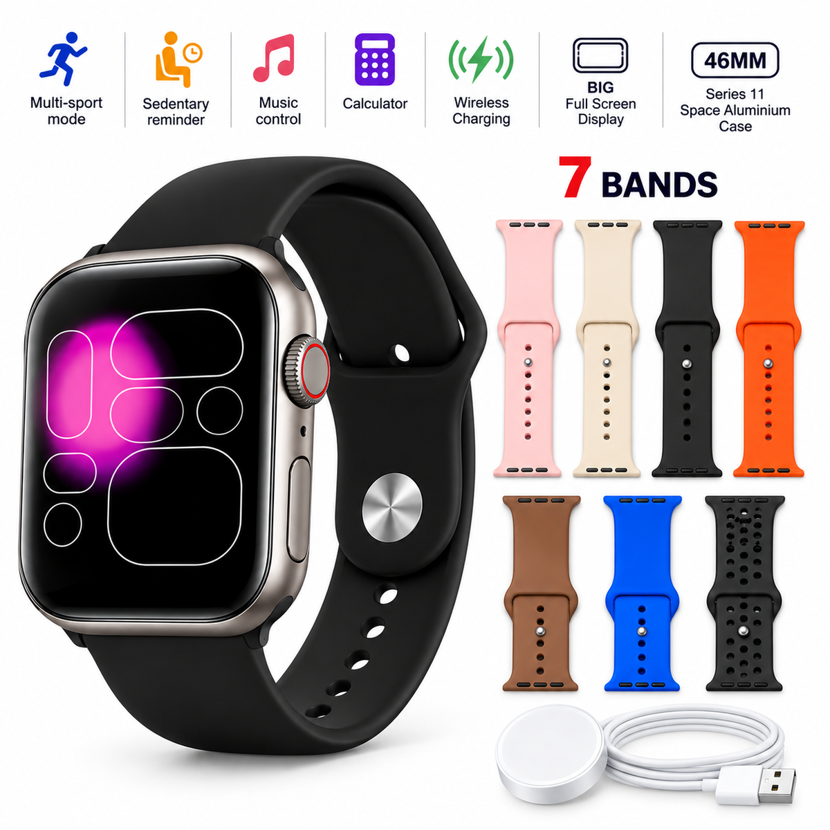 DS11 Plus Series 11 Smart Watch | 46mm | Wireless Charging | 7 Bands