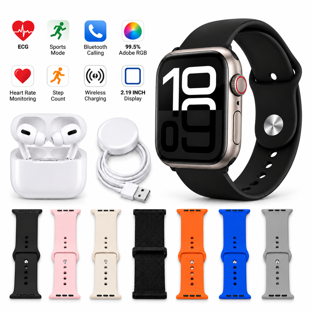 KZ-W24 Series 11 Smart Watch | 7 Bands + Wireless Earbuds
