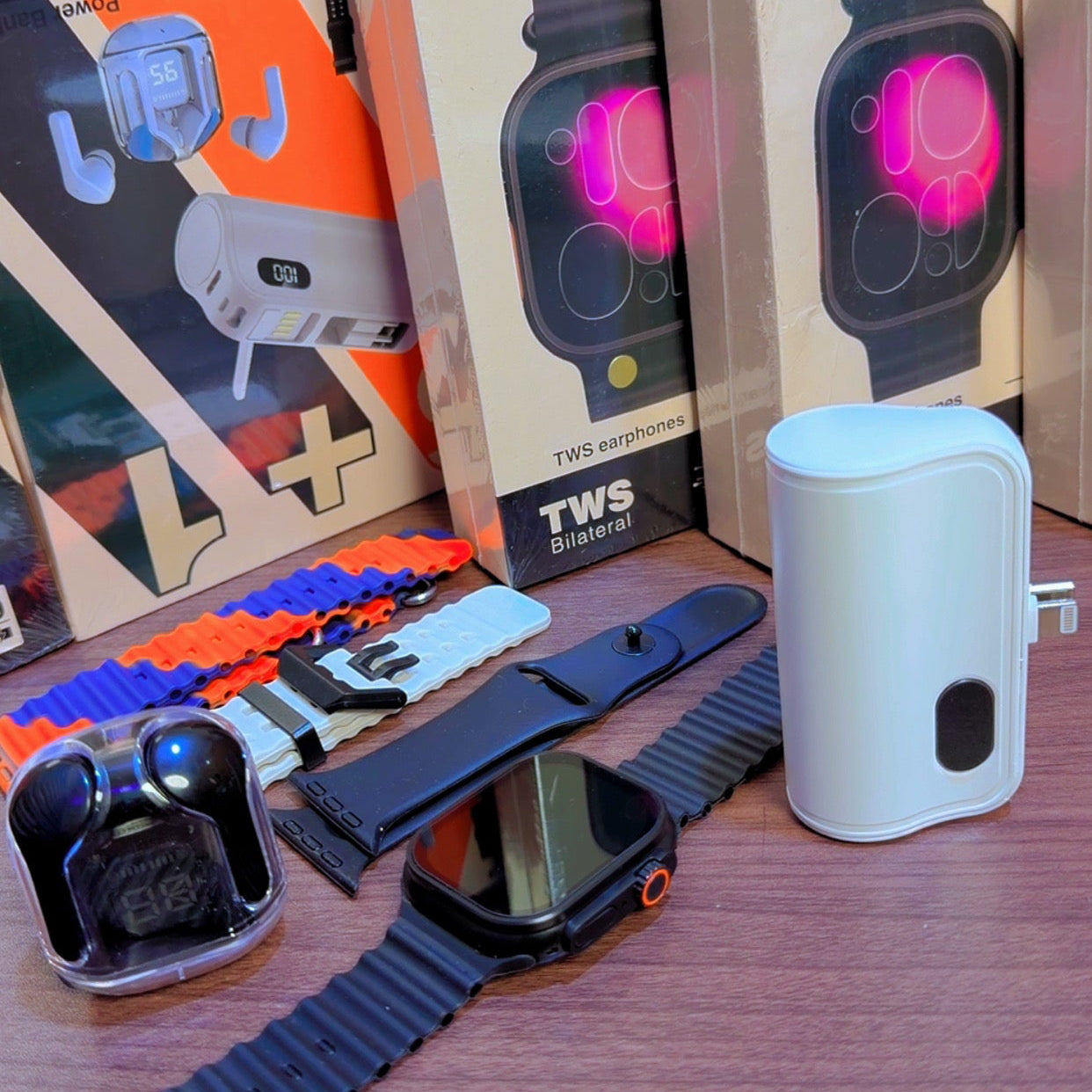 GUS-101 Smart Combo Kit | Smart Watch, Wireless Earbuds & 5000mAh Power Bank