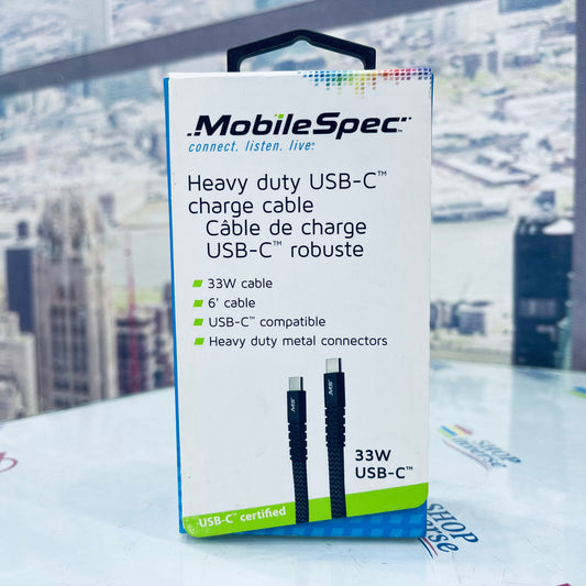 MobileSpec 33W Heavy duty USB-C Charge Cable for Phones, Tablets and Laptops SHOPINVERSE