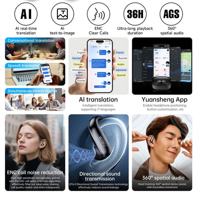 Wiwu Ai303 Multilingual Real - time Translation Wireless Earbuds