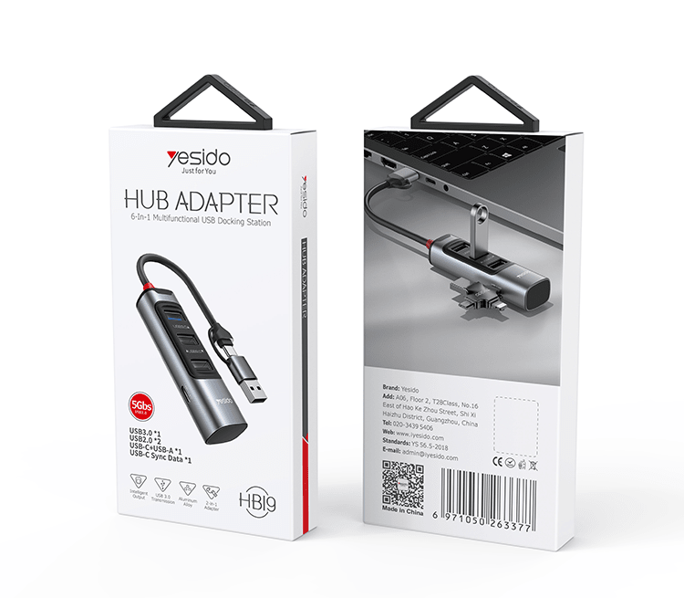 Yesido HB19 6 - in - 1 Multifunction USB Docking Station