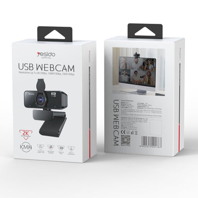 Yesido KM14 2K USB Webcam – Ultra Clear Video - Built - in Mic